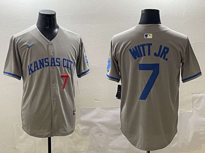 Men Kansas City Royals #7 Witt jr Grey Game 2025 Nike MLB Jersey style 3162